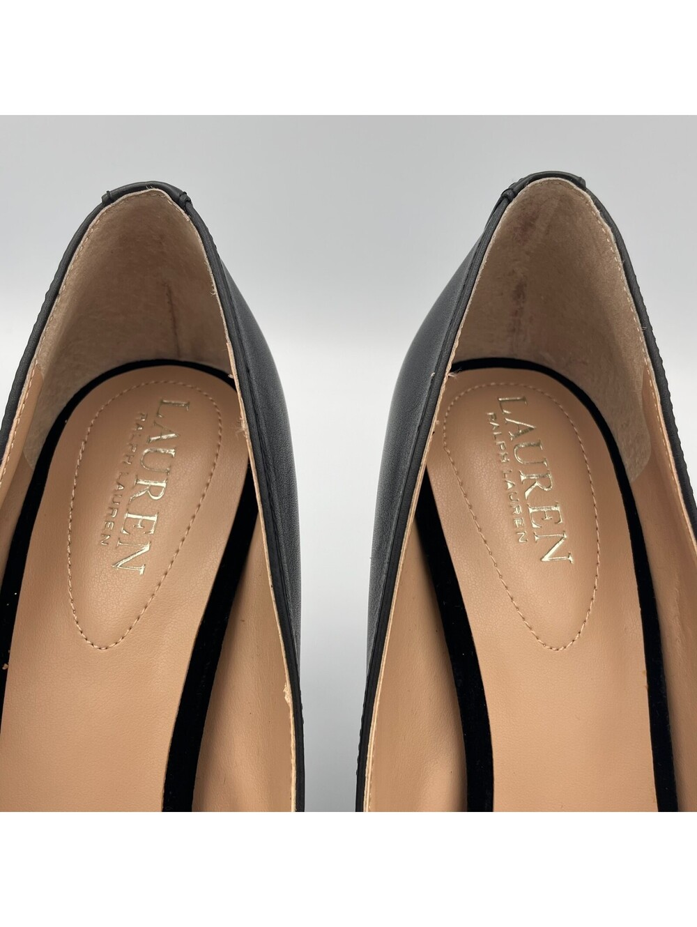 Lauren Ralph Lauren Pointed Toe Pumps Womens 8.5 Black Suede Tip 3.5in Heels - Picture 6 of 10